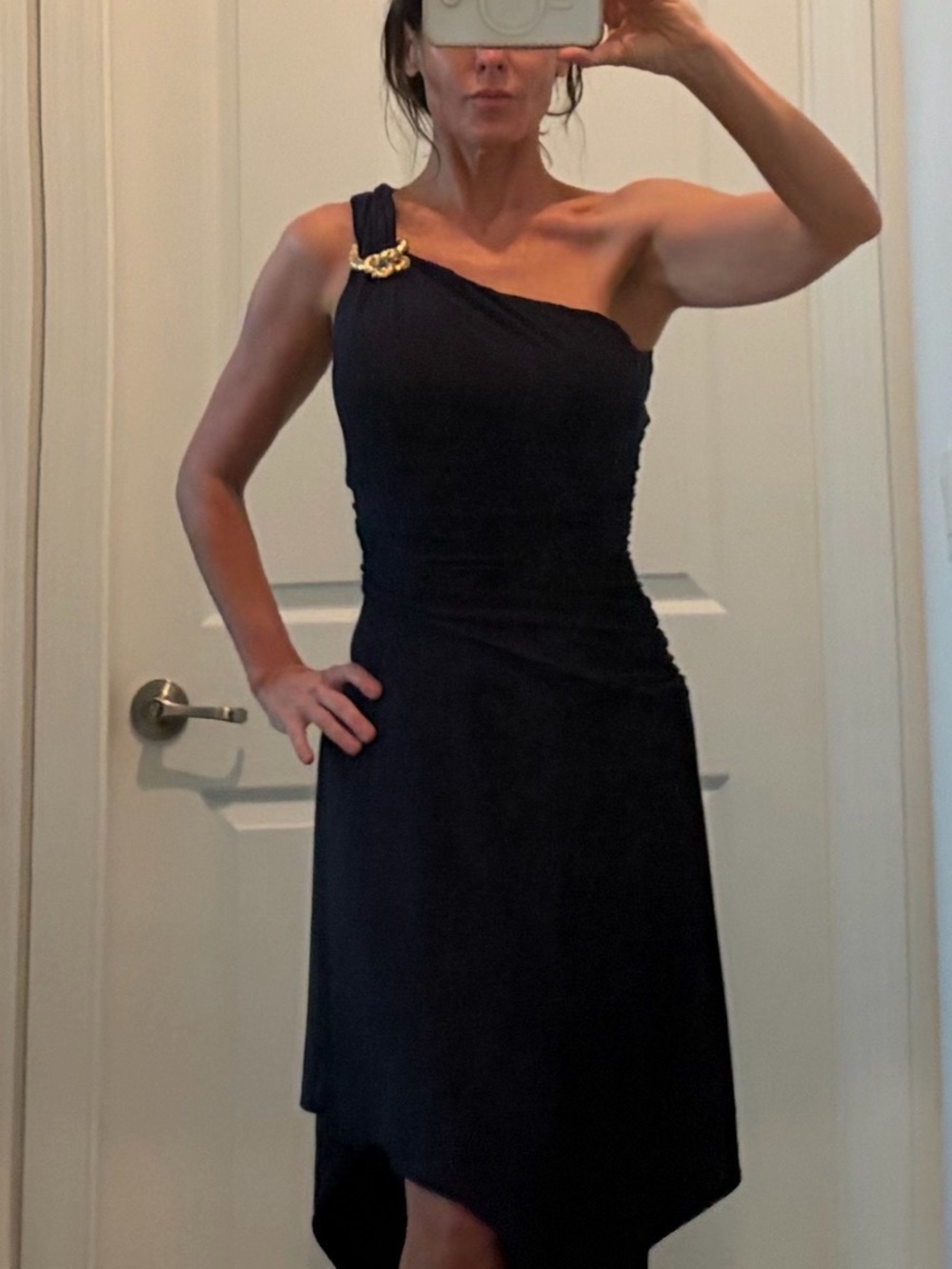 Vintage Cache One-Shoulder Ruched Cocktail Dress – Size 2